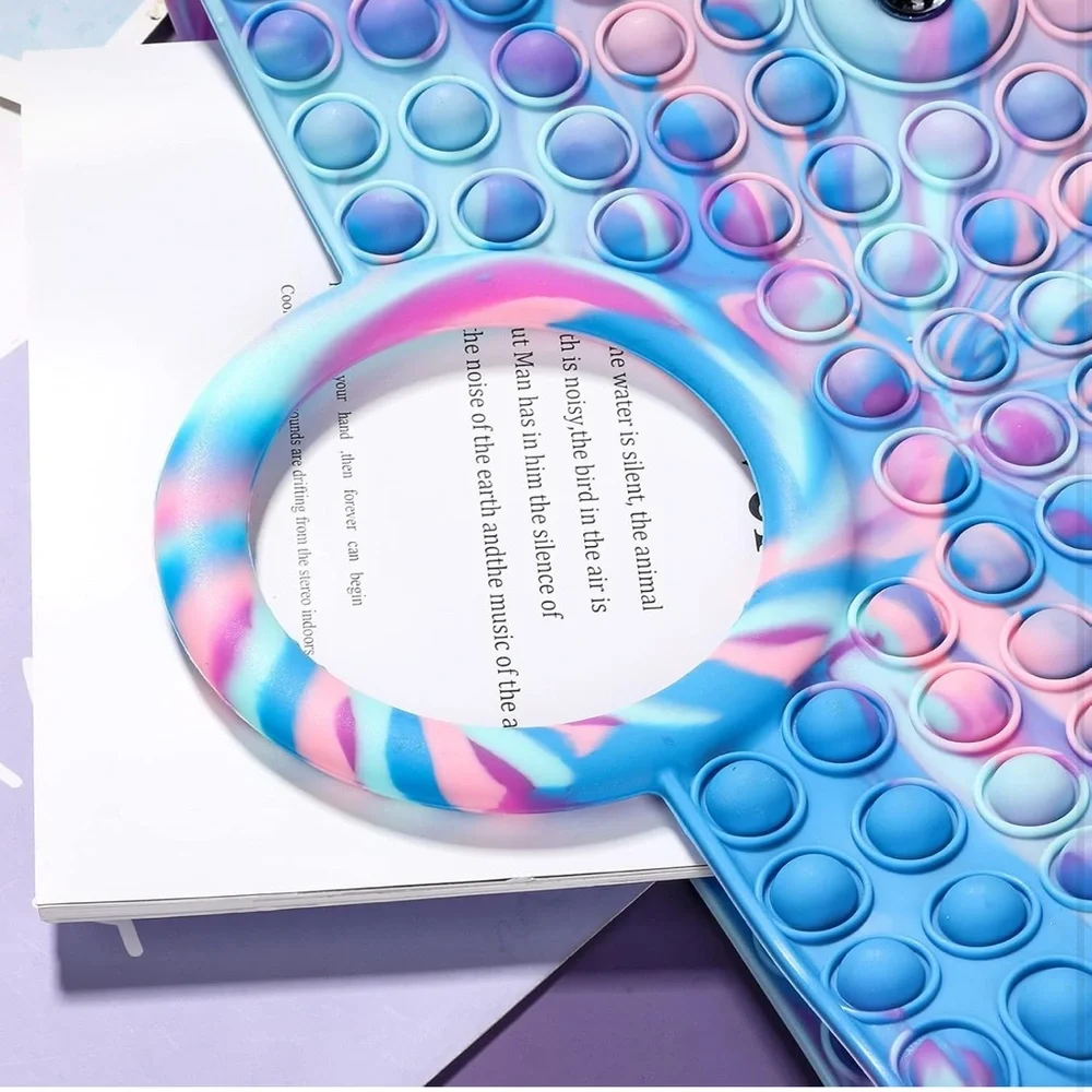 Blue, Pink & Purple Tie-Dye Pop It Silicone Tote Bag‎